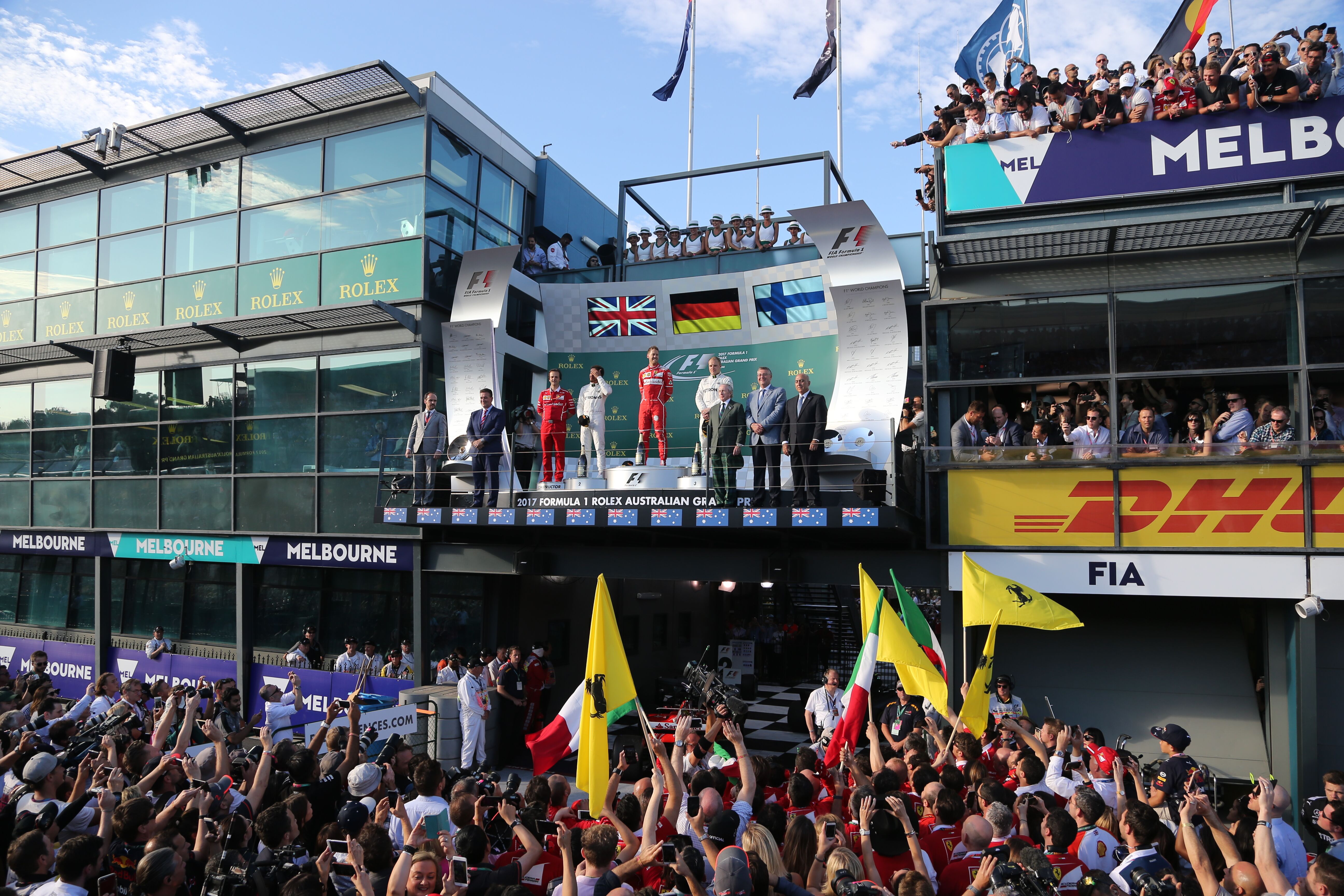 Melbourne podium with F1 Drivers