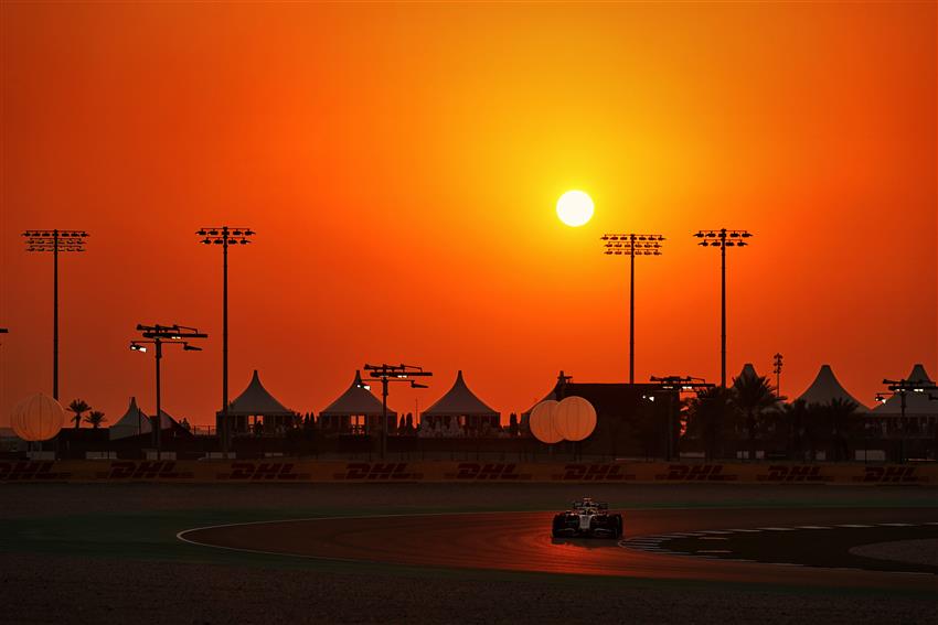 Orange sun set over race track