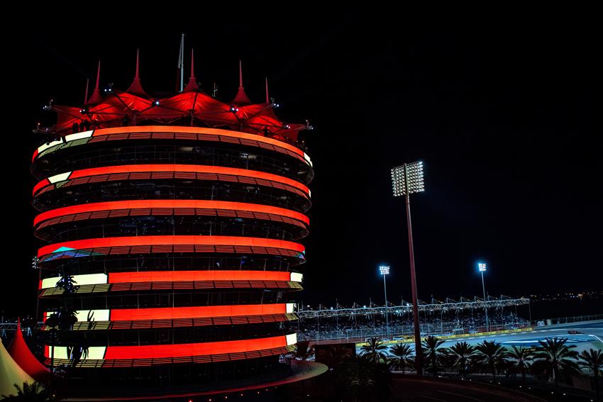 Bahrain track tower in red
