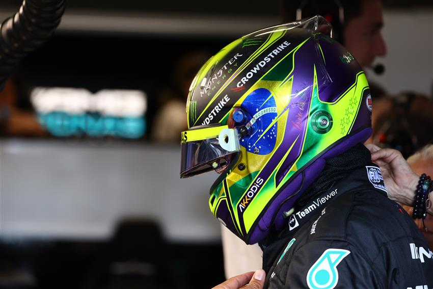 Lewis Hamilton in Brazil Helmet